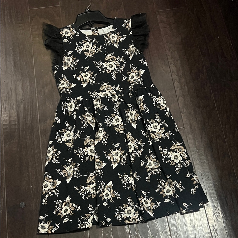 Janie and Jack Black Floral Kids Dress
